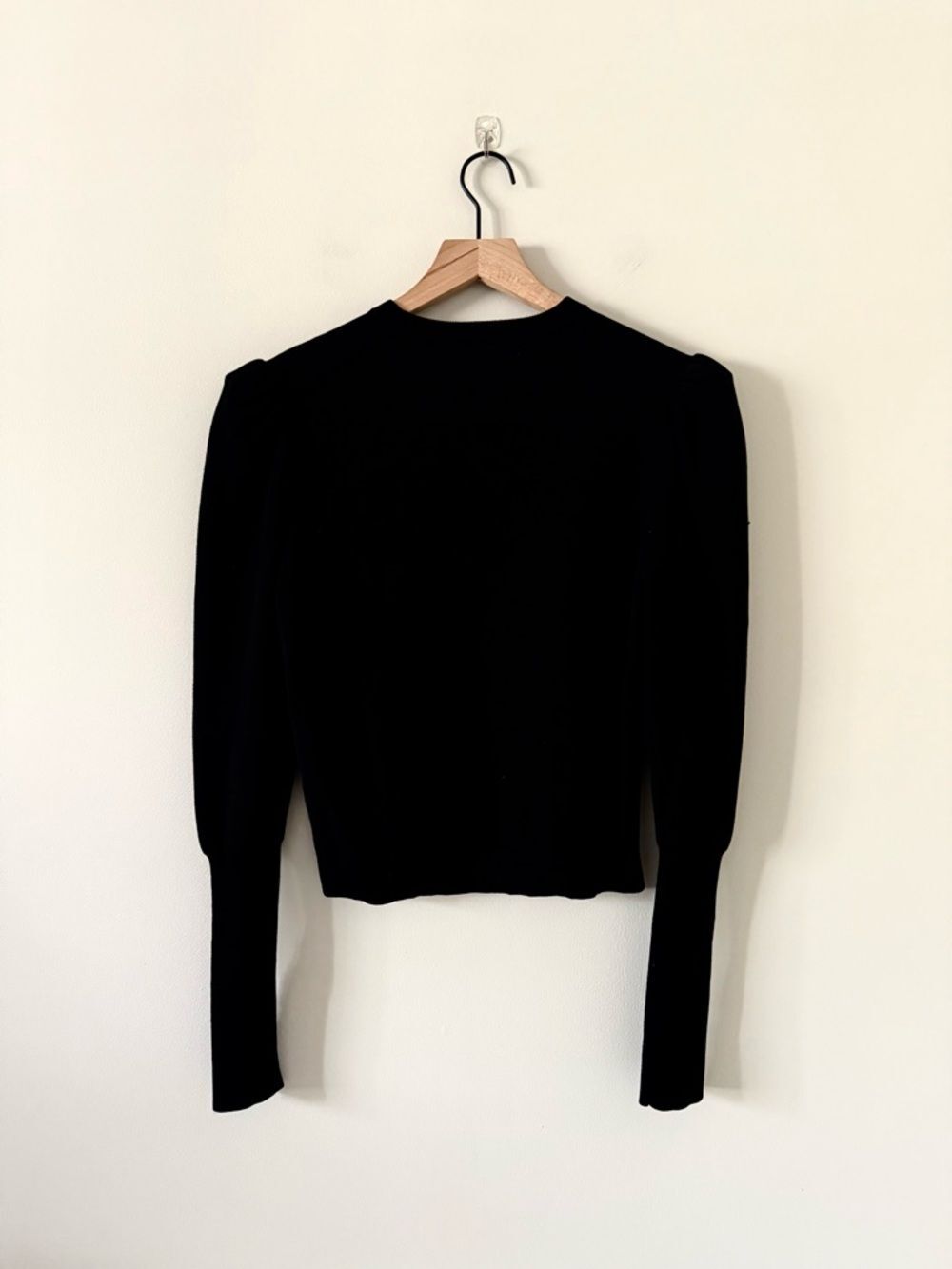 BA&SH Sady Long Puff Sleeve Crewneck Sweater in Black Size S - Picture 4 of 8